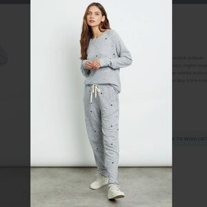 Rails Callahan Sweatset in Melange Grey with Black Hearts, XS
